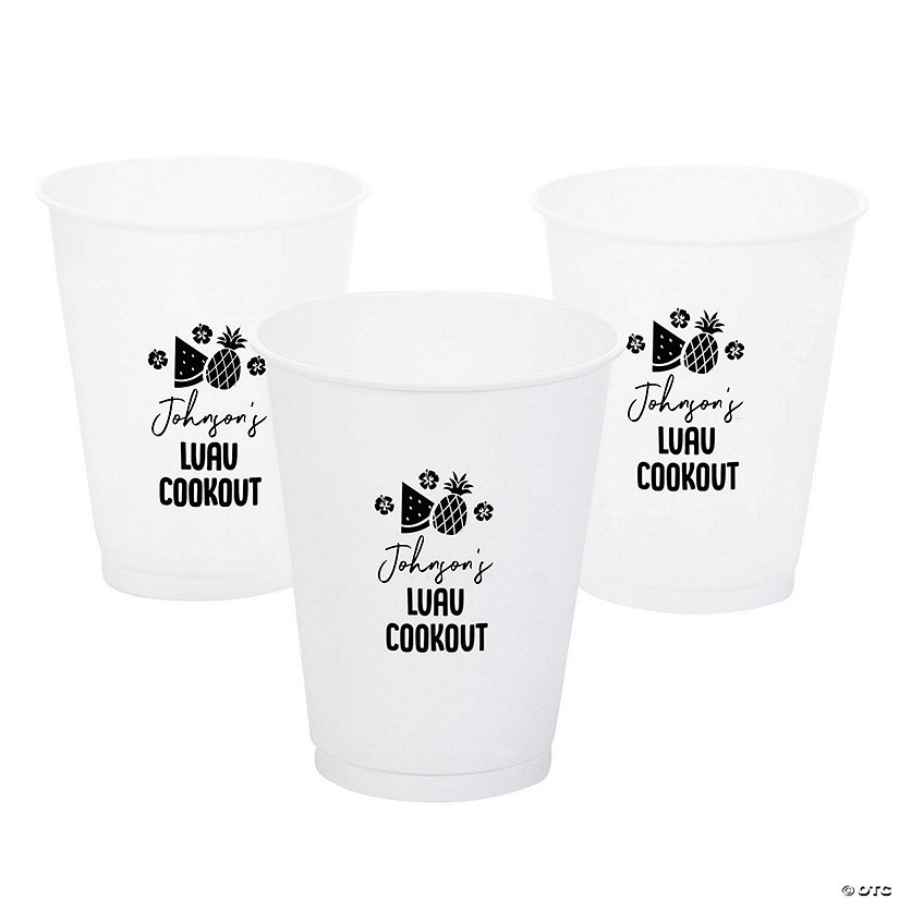 White Personalized Luau Plastic Cups - 40 Pc. Image Thumbnail