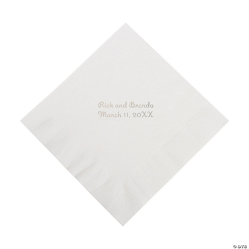 White Personalized Napkins with Silver Foil - Luncheon Image