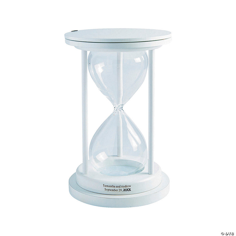 White Personalized Sand Ceremony Hourglass Image