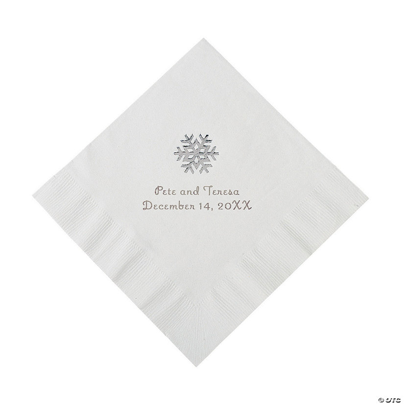 White Snowflake Personalized Napkins with Silver Foil - 50 Pc. Luncheon Image Thumbnail