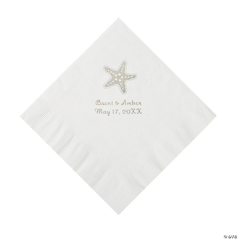 White Starfish Personalized Luncheon Napkins- 50 Pc. Image Thumbnail