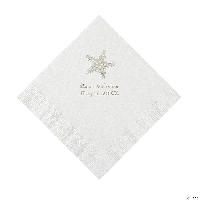 White Starfish Personalized Luncheon Napkins- 50 Pc. Image