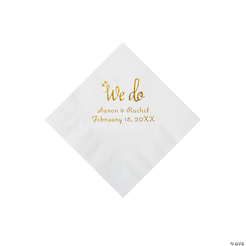 White We Do Personalized Napkins with Gold Foil - Beverage Image Thumbnail