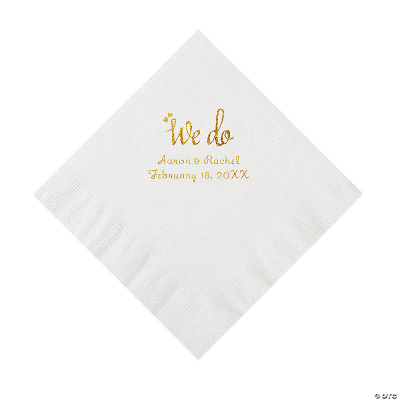 White We Do Personalized Napkins with Gold Foil - Luncheon Image Thumbnail