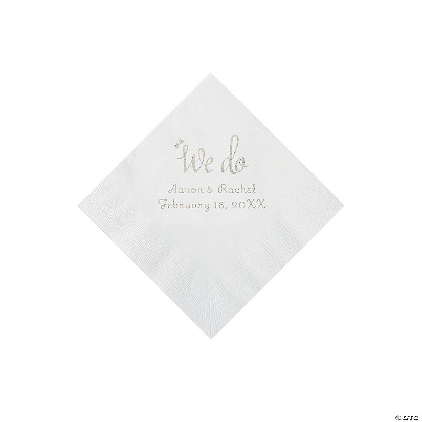 White We Do Personalized Napkins with Silver Foil - Beverage Image Thumbnail