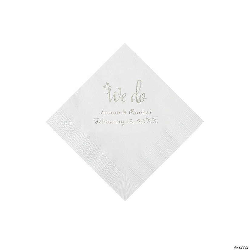 White We Do Personalized Napkins with Silver Foil - Beverage Image