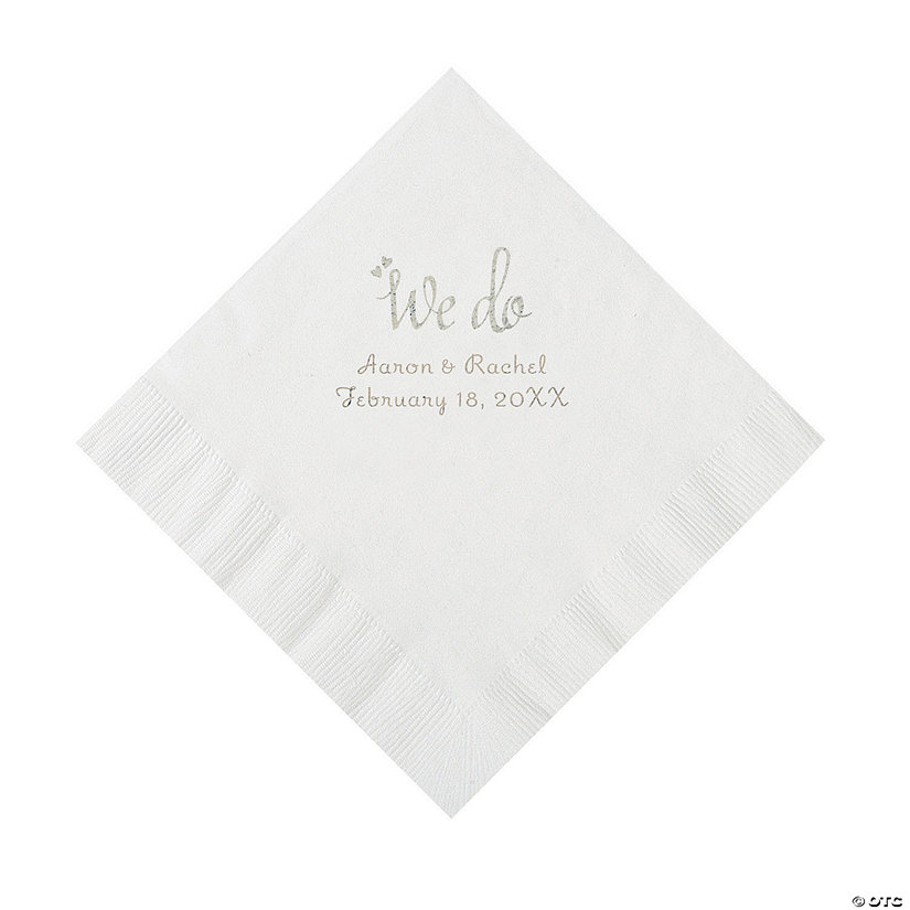 White We Do Personalized Napkins with Silver Foil - Luncheon Image Thumbnail