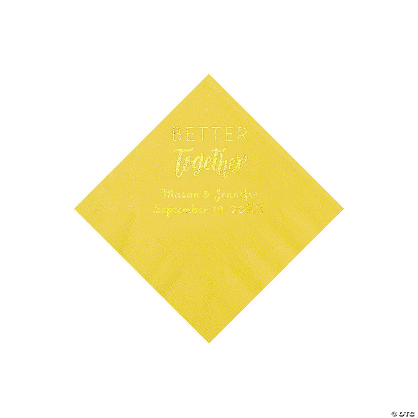 Yellow Better Together Personalized Napkins with Gold Foil - Beverage Image Thumbnail