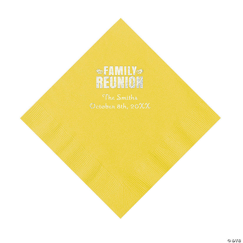 Yellow Family Reunion Personalized Napkins with Silver Foil - 50 Pc. Luncheon Image Thumbnail