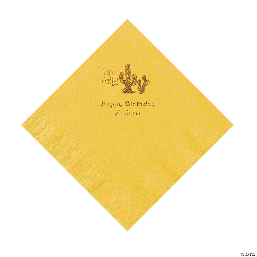 Yellow Fiesta Personalized Napkins with Gold Foil - 50 Pc. Luncheon Image