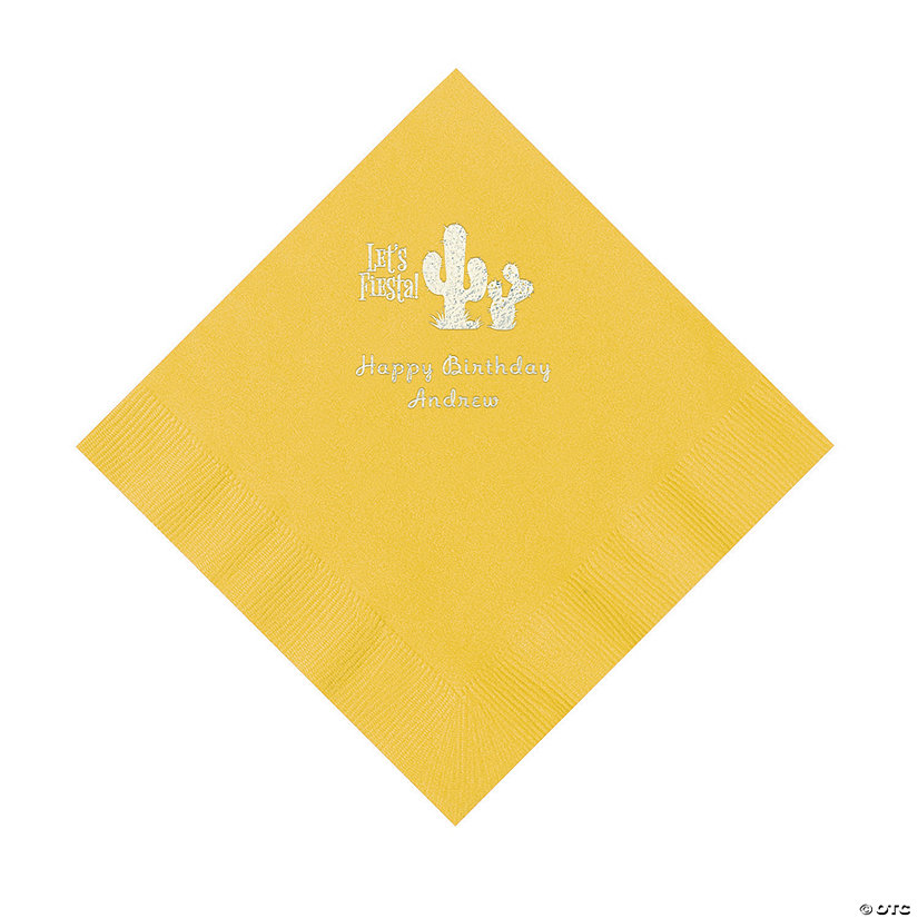 Yellow Fiesta Personalized Napkins with Silver Foil - 50 Pc. Luncheon Image Thumbnail