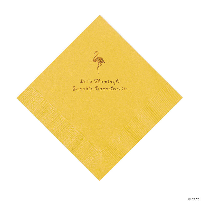 Yellow Flamingo Personalized Napkins with Gold Foil - 50 Pc. Luncheon Image Thumbnail