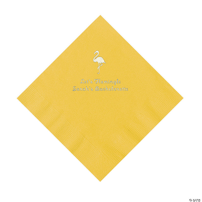 Yellow Flamingo Personalized Napkins with Silver Foil - 50 Pc. Luncheon Image Thumbnail