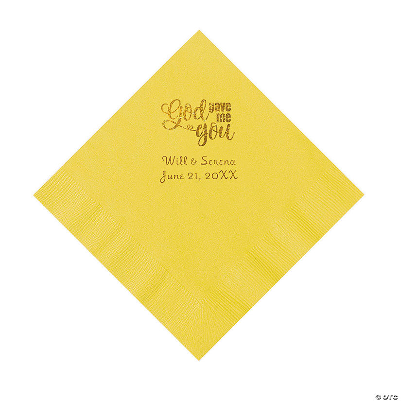 Yellow God Gave Me You Personalized Napkins with Gold Foil - Luncheon Image Thumbnail