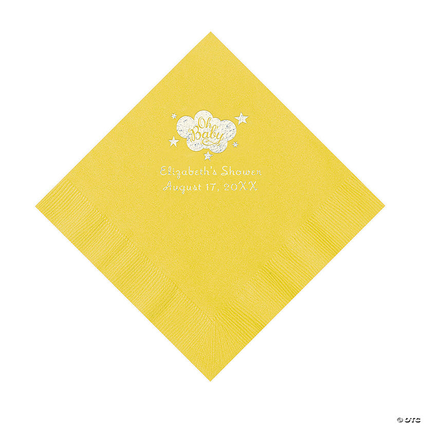 Yellow Oh Baby Personalized Napkins with Silver Foil - 50 Pc. Luncheon Image Thumbnail