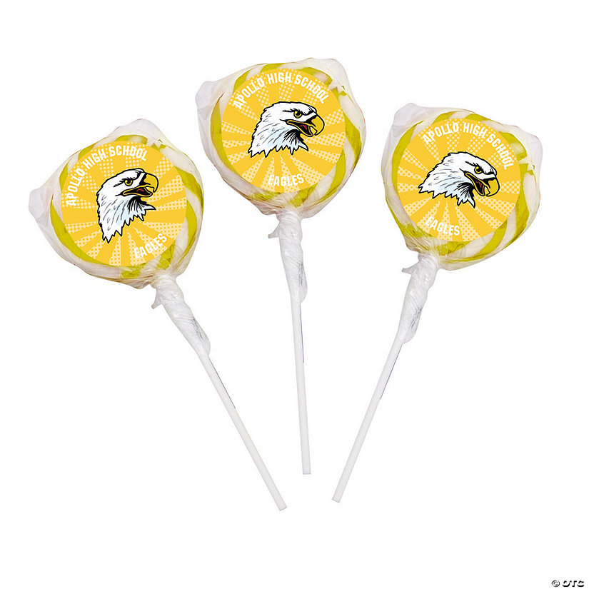 Yellow Team Spirit Custom Photo Swirl Lollipops - 24 Pc. Image