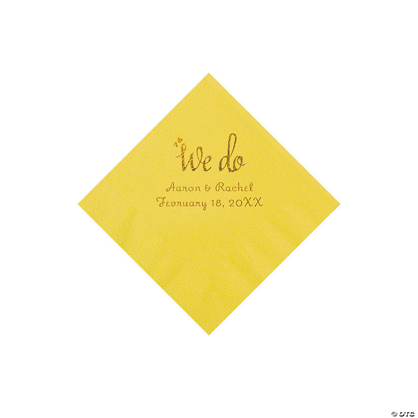 Yellow We Do Personalized Napkins with Gold Foil - Beverage Image Thumbnail