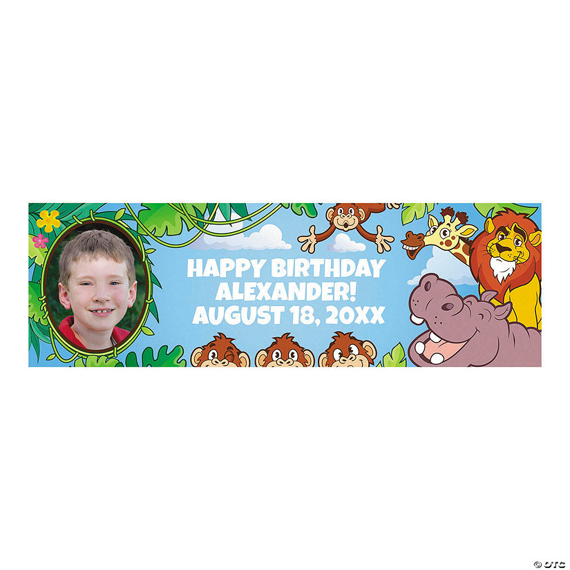 Zoo Adventure Party Photo Custom Banner - Small Image