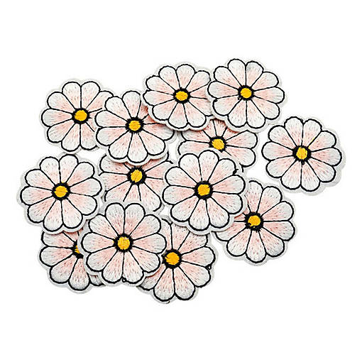 1 1/2" Blush Daisy Flower Iron On Patch 72 Pack