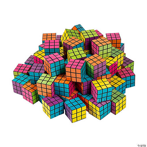 1 1/2" Bulk 72 Pc. Mini Bright Multicolor Plastic Puzzle Cubes
