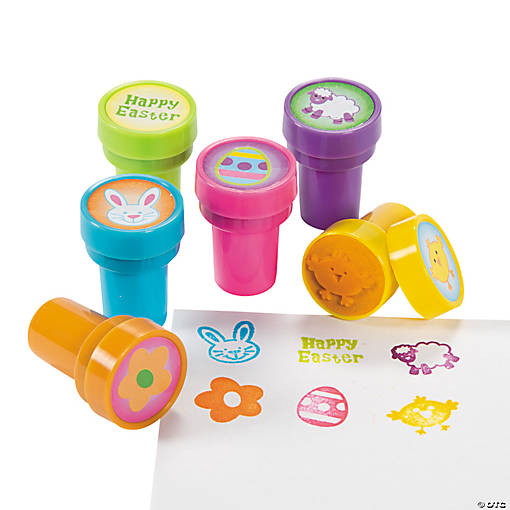 1 1/2" Colorful Plastic Easter Stampers - 24 Pc.