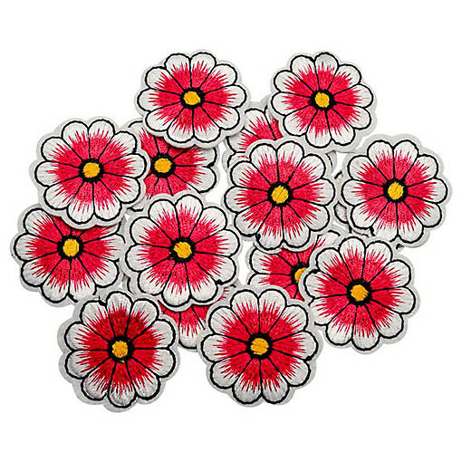 1 1/2" Fuchsia Daisy Flower Iron On Patch 72 Pack