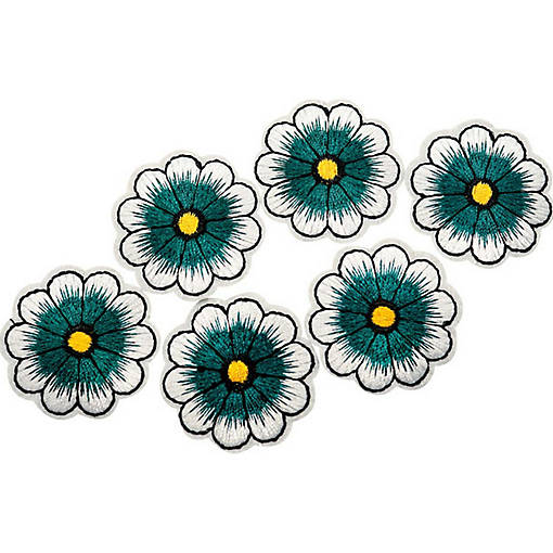 1 1/2" Hunter Green Daisy Flower Iron On Patch 72 Pack