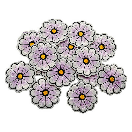 1 1/2" Lavender Daisy Flower Iron On Patch 72 Pack