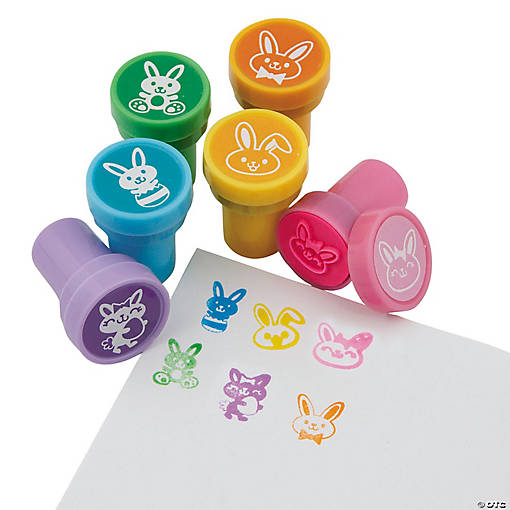1 1/4" Easter Bunny Self-Inking Plastic Stampers - 24 Pc.