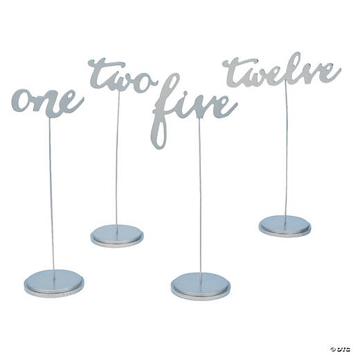1 - 12 Silver Calligraphy Table Numbers - 12 Pc.