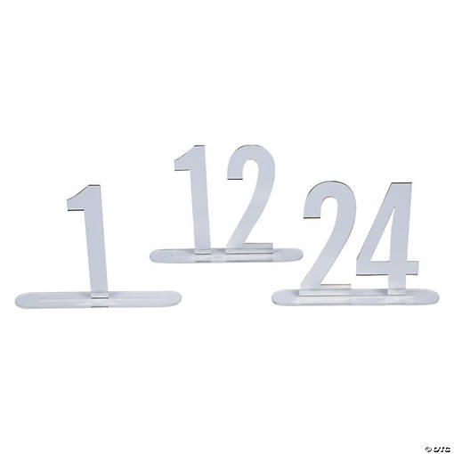 1 - 24 Silver Mirror Table Numbers
