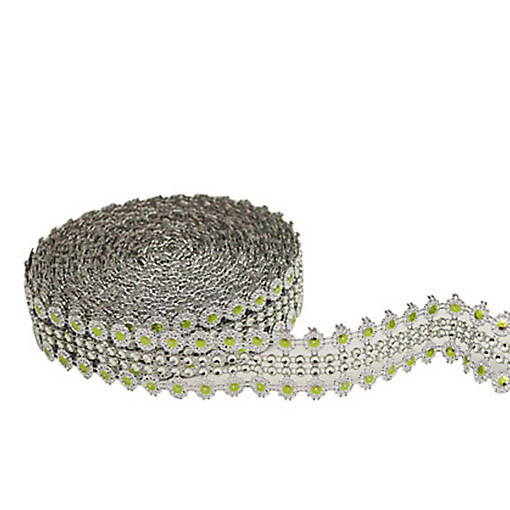 1.25" x 10 Yards Silver / Apple Green Mesh Wrap