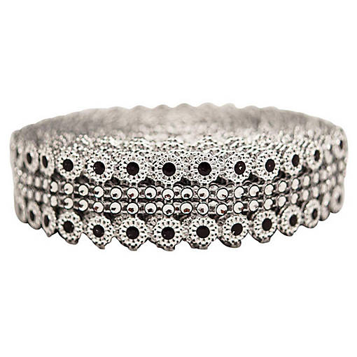 1.25" x 10 Yards Silver / Black Mesh Wrap