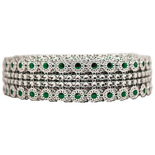 1.25" x 10 Yards Silver / Hunter Green Mesh Wrap