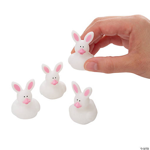 1 3/4" Mini Easter Bunny White Rubber Ducks - 24 Pc.
