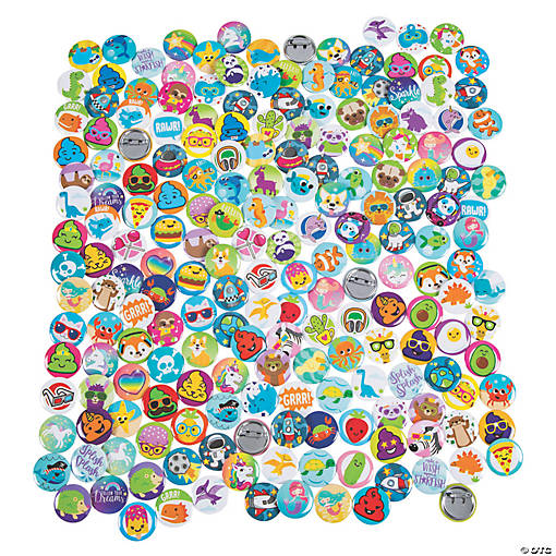 1" Bulk 200 Pc. Mini Fun Designs Metal Button Assortment