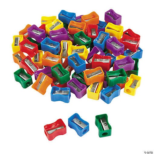 1" Bulk 72 Pc. Solid Color Plastic Pencil Sharpener Assortment