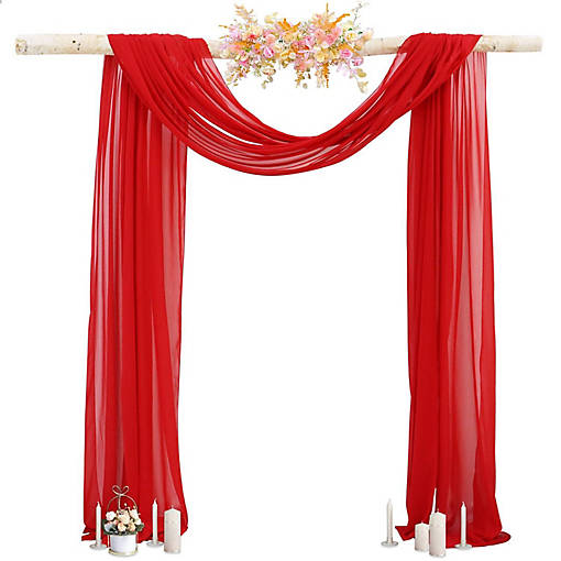 1 Panel 20FT Red Sheer Chiffon Drape for Wedding Arch, Backdrop, Party, and Ceiling Decorations