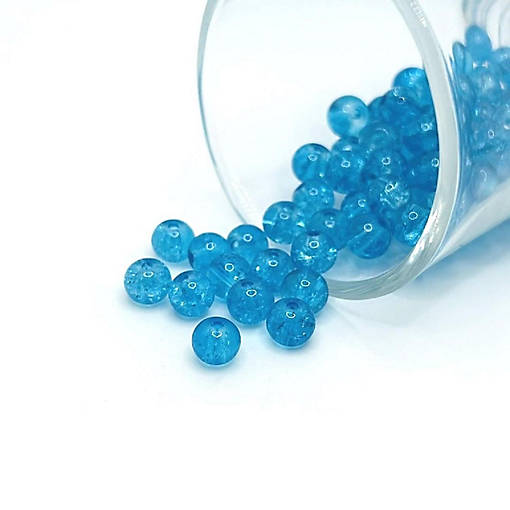 1 Strand 6mm Blue Crackle Beads