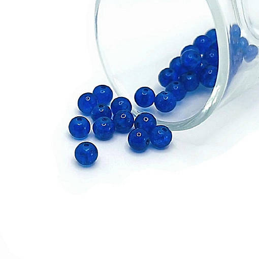1 Strand 6mm Blue Crackle Beads