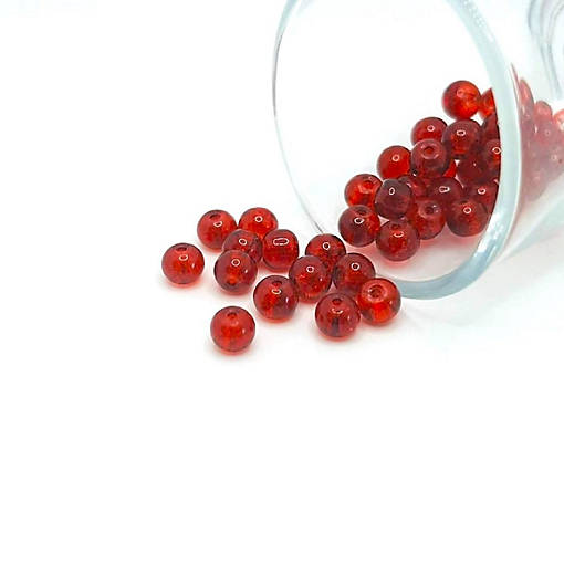 1 Strand 6mm Red Crackle Beads