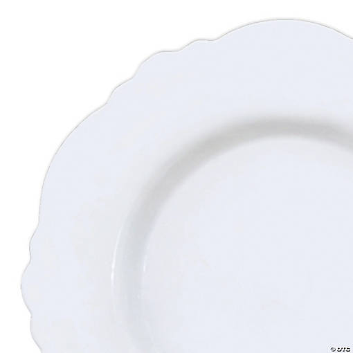 10.25" Solid White Round Blossom Disposable Plastic Dinner Plates (50 Plates)