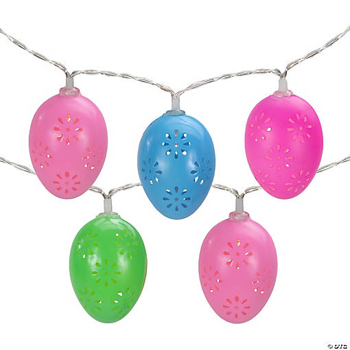 10-Count Multi-Color Easter Egg LED String Lights  4.5ft  Clear Wire