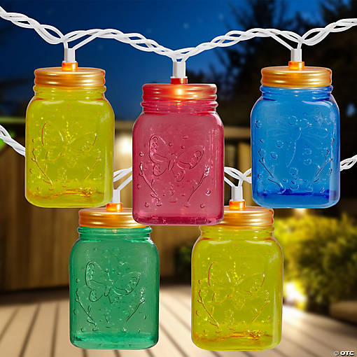 10-Count Multi-Color Mini Mason Jar Novelty String Light Set  7.5ft White Wire