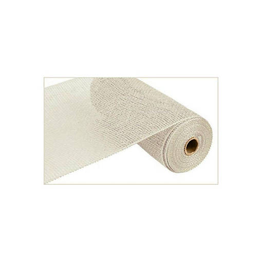 10" Poly Burlap Mesh ribbon: Cream