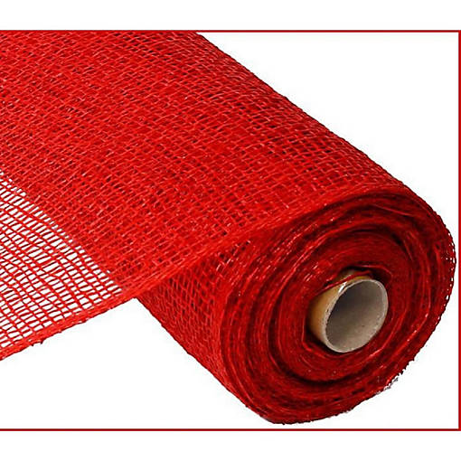 10" Poly Burlap Mesh Ribbon: Red