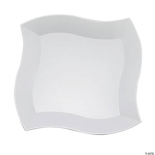 10" White Wave Plastic Dinner Plates (40 Plates)