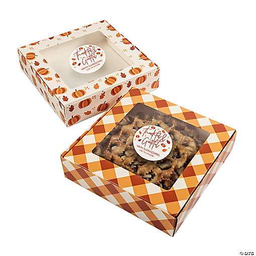 10" x 10" Personalized Fall Pattern Cardstock Pie Boxes - 6 Pc.