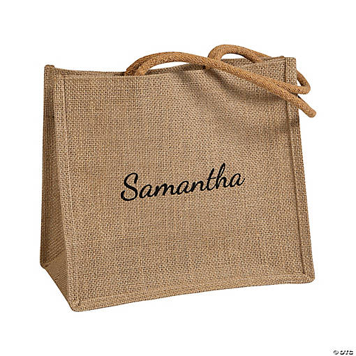 10" x 12" Personalized Medium Burlap Tote Bag
