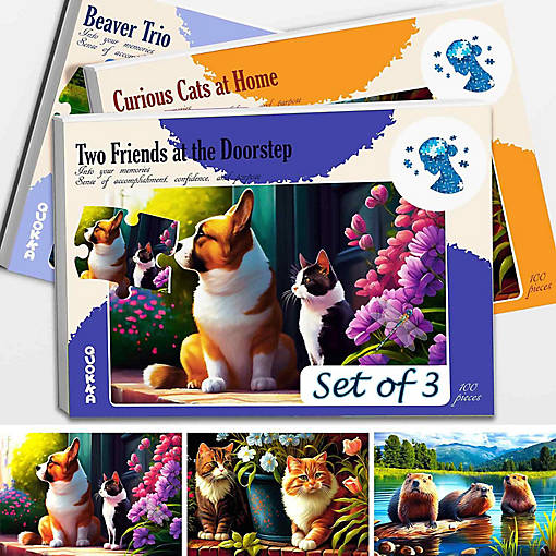 100 Pcs Dementia Puzzles for Elderly -Animals